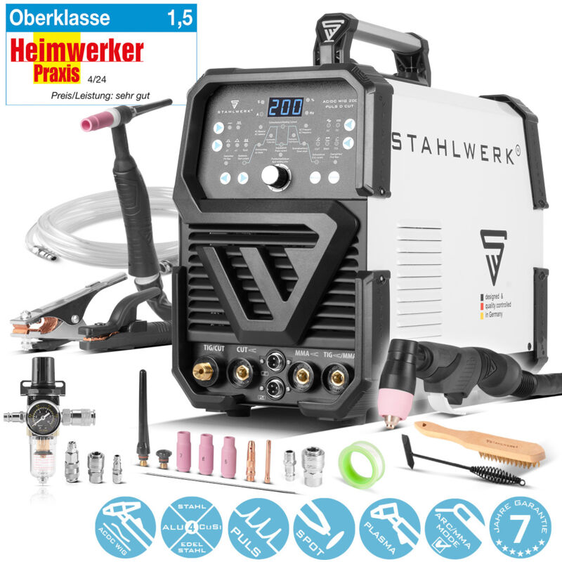 foto del prodotto saldatrice combinata 4 in 1 ac dc tig 200 spot pulse d cut stahlwerk