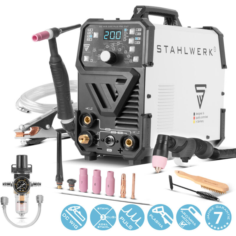 foto del prodotto saldatrice combinata dc tig 200 pulse pro cut 4 in 1 stahlwerk