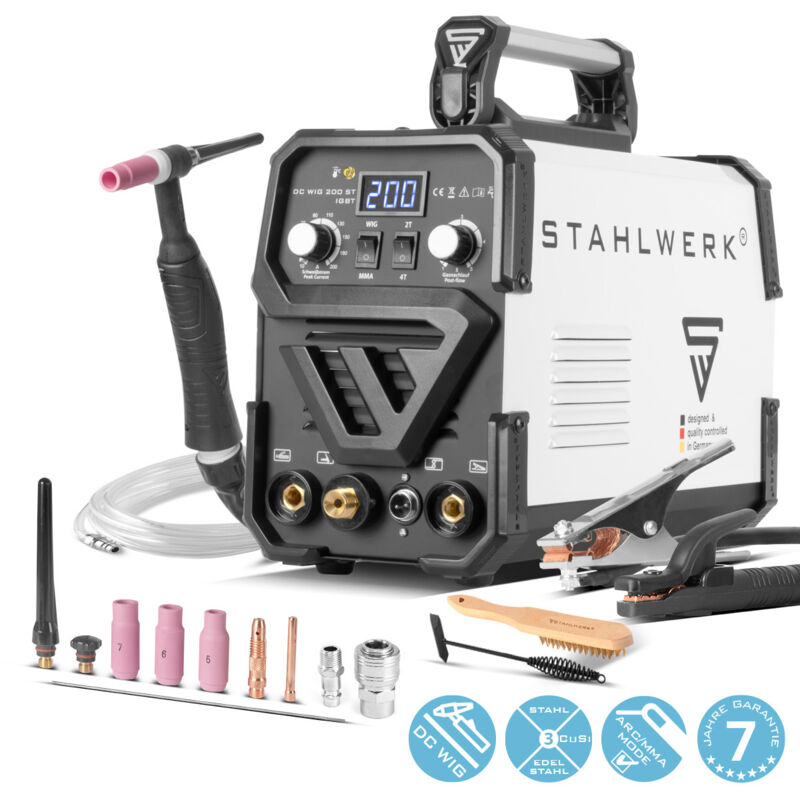 foto del prodotto saldatrice dc tig 200 st igbt con 200 ampere e mma e hand stahlwerk