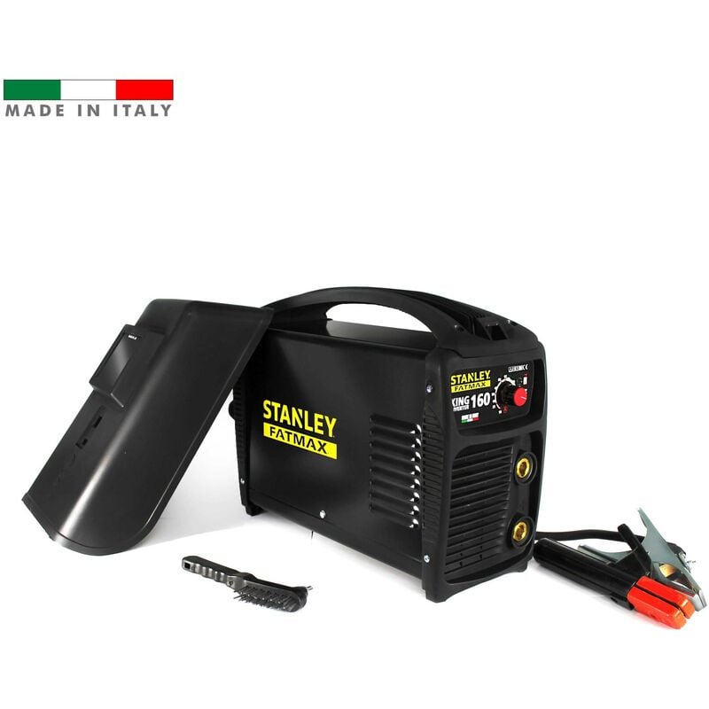 foto del prodotto saldatrice inverter 160a mma con accessori e maschera stanley fatmax king 160