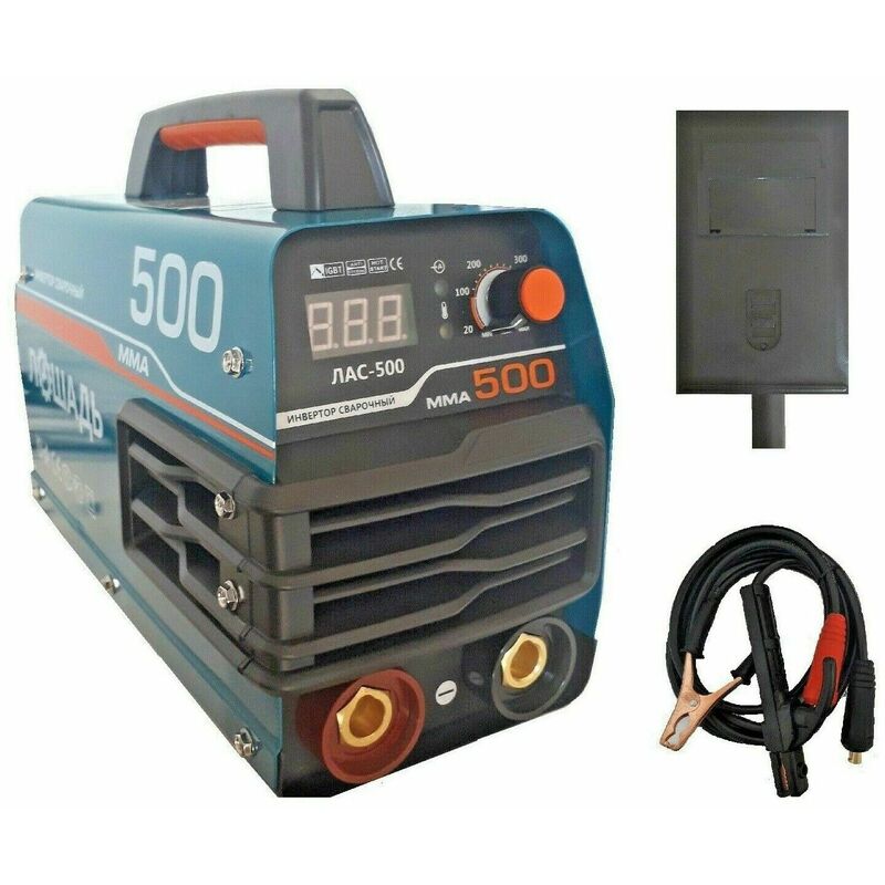 foto del prodotto saldatrice inverter a elettrodo 500a con maschera accessori elettrodo 2.5 5 mac500