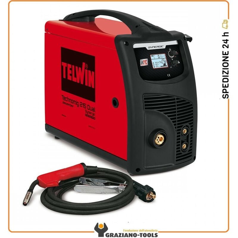 foto del prodotto saldatrice inverter a filo telwin technomig 215 dual synergic gas no gas mig mag, mma e tig
