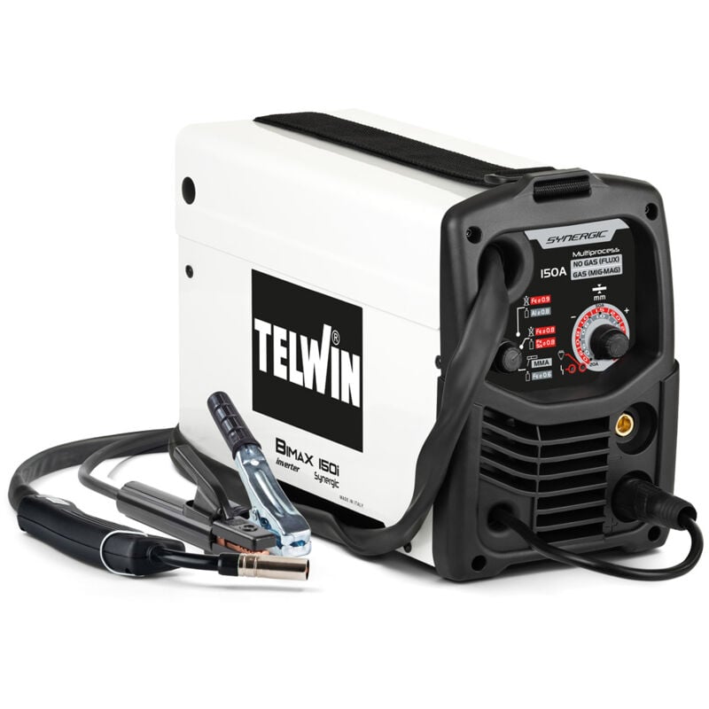 foto del prodotto saldatrice inverter telwin bimax 150i synergic multiprocesso con accessori