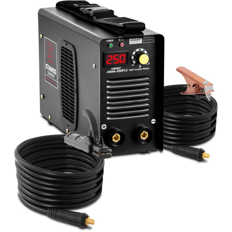 foto del prodotto saldatrice mma 250 a cavo di 8 metri e hand hot start pro