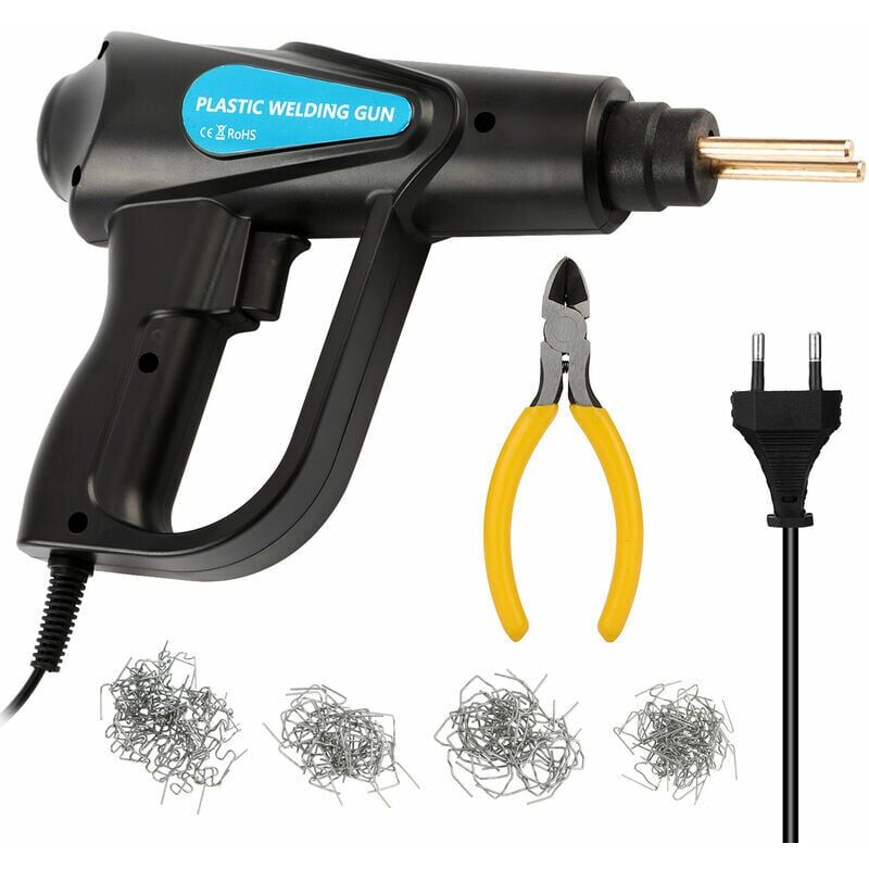 foto del prodotto saldatrice per plastica da 70 w, kit di riparazione paraurti auto, 4 tipi di graffette piatte angoli esterni angoli interni ondulate, macchina per