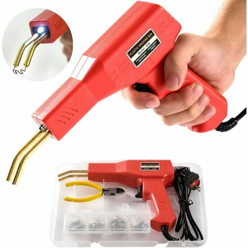 foto del prodotto saldatrice per plastica pistola per saldatura di riparazione con set di 200 punti metallici da 50 w per la riparazione di paraurti e parti in