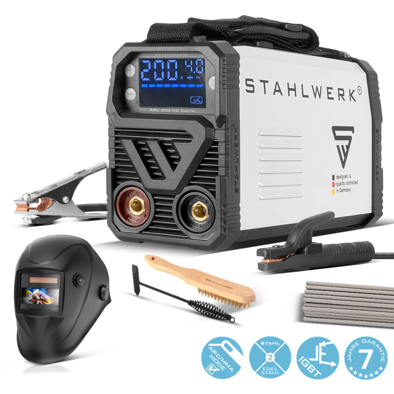 foto del prodotto saldatrice stahlwerk arc 200 md attrezzatura completa digitale inverter 200 ampere
