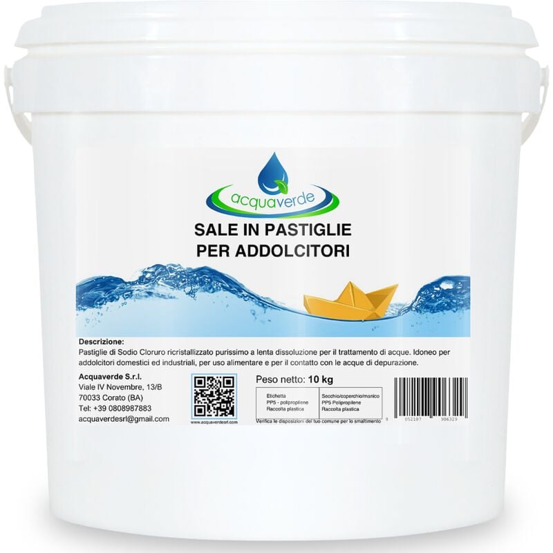 foto del prodotto sale in pastiglie 10 kg, specifico per addolcitori e depuratori di acqua, sodio cloruro puro, salgemma naturale, made in italy