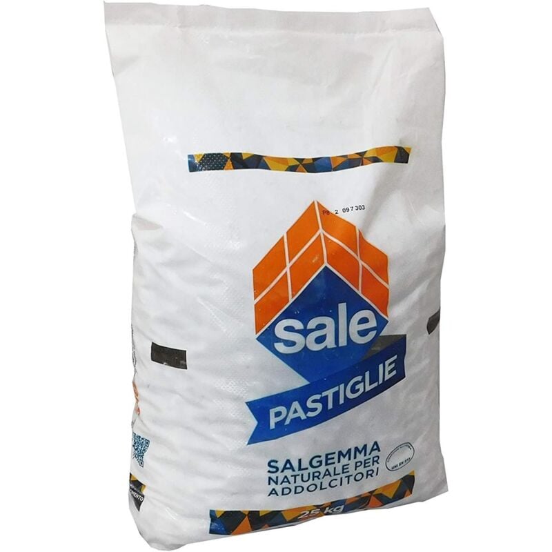 foto del prodotto sale in pastiglie per addolcitore in sacchi da 25 kg salgemma per addolcimento acque italiano italkali