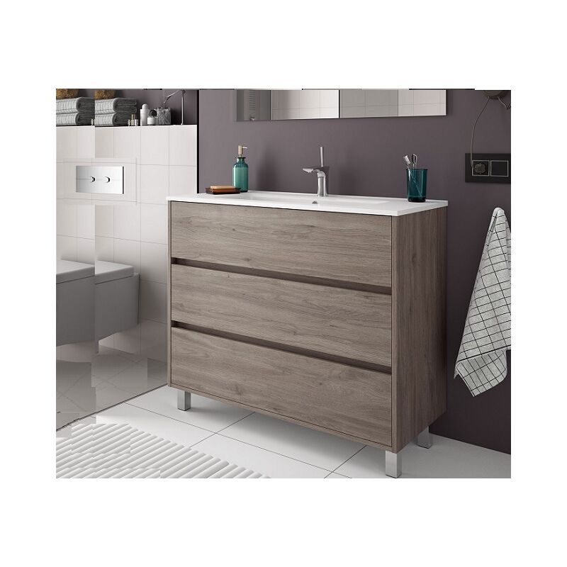 foto del prodotto salgar mobile a terra arenys cm. 100 con lavabo rovere eternity di