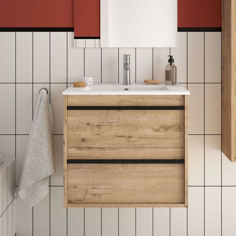 foto del prodotto salgar mobile bagno sospeso rovere ostippo 2 cassetti 60x45x54h ador60