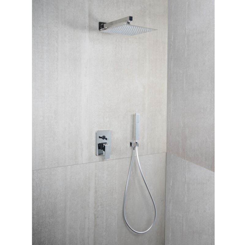 foto del prodotto saliscendi doccia con soffione e doccetta cromo in acciaio inox e ottone cromato mod. hera direct metaform