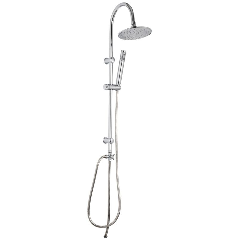 foto del prodotto saliscendi doccia con soffione e doccetta satinata in acciaio inox e ottone spazzolato mod. poseidon satin metaform