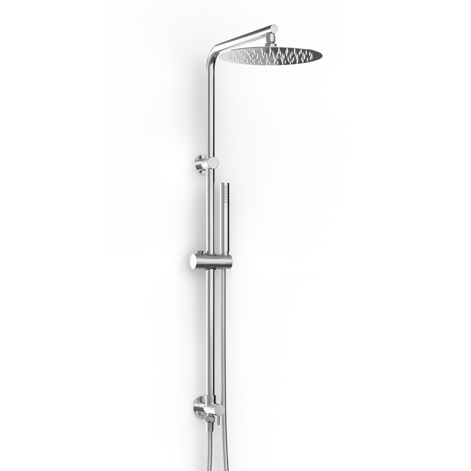 foto del prodotto saliscendi doccia con soffione e doccetta satinata in acciaio inox e ottone spazzolato mod. zeus satin