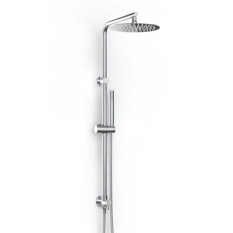 foto del prodotto saliscendi doccia con soffione e doccetta satinata in acciaio inox e ottone spazzolato mod. zeus satin metaform