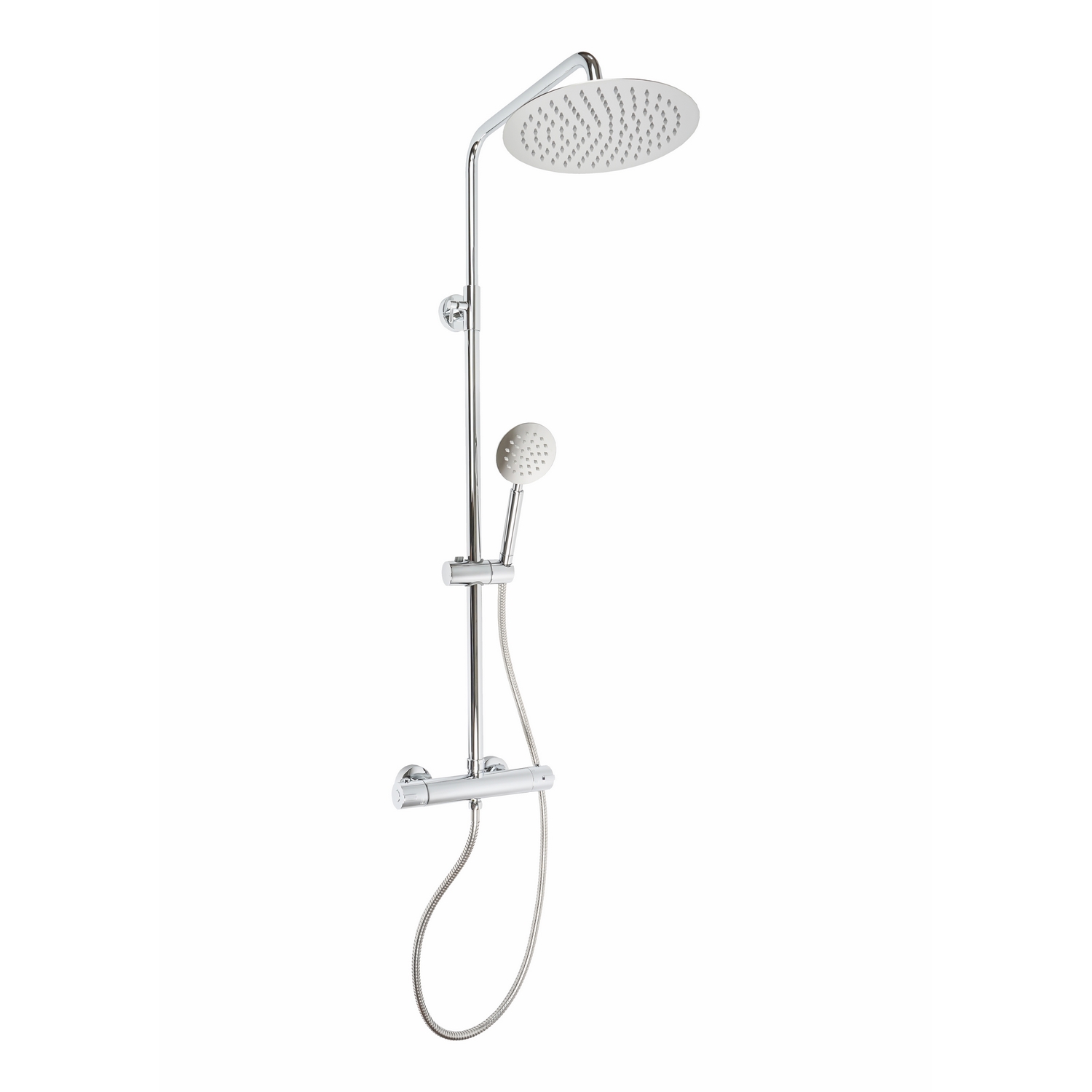 foto del prodotto saliscendi doccia tondo cromo in acciaio inox aisi 304 mod. poseidon plus