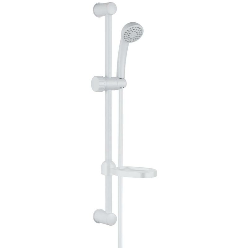foto del prodotto saliscendi in abs bianco blush con doccetta e portasapone par campeggio nautica giardino