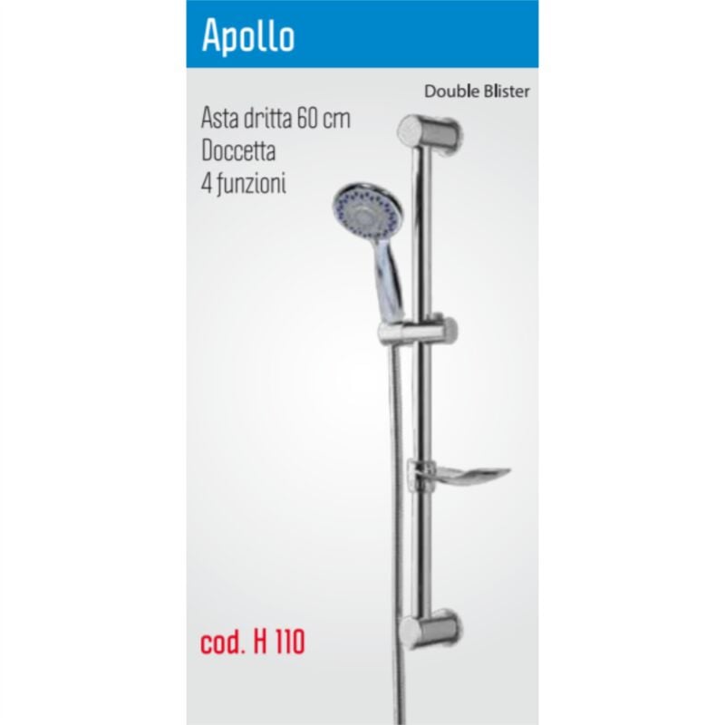 foto del prodotto saliscendi per doccia asta dritta con attacchi fissi in double blister mod.apollo