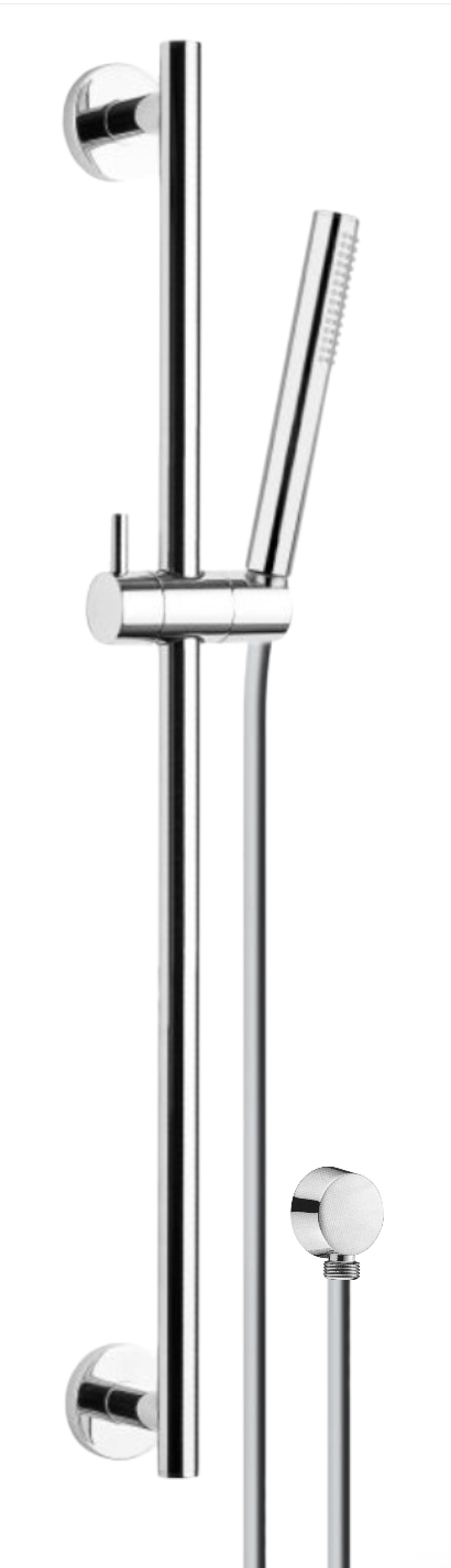 foto del prodotto saliscendi tutto in ottone con doccetta,flessibile cm 150 e presa acqua in ottone