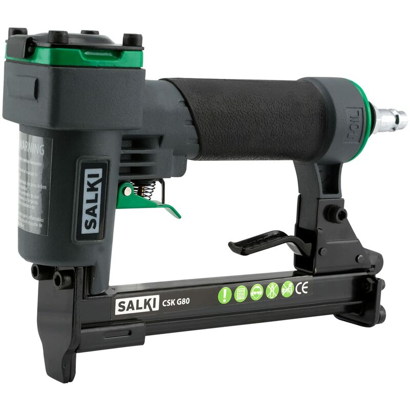 foto del prodotto salki csk g80 pinzatrice pneumatica pistola per graffette pneumatiche, per rivestimento e legno, compatibile con graffette da 6 a 16 mm