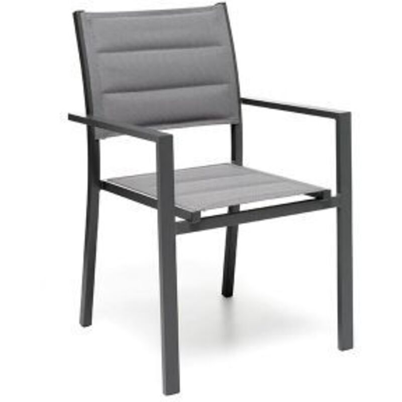 foto del prodotto salmar - sedia poltrona da giardino esterno con braccioli ostuni antracite 57x58xh86 cm