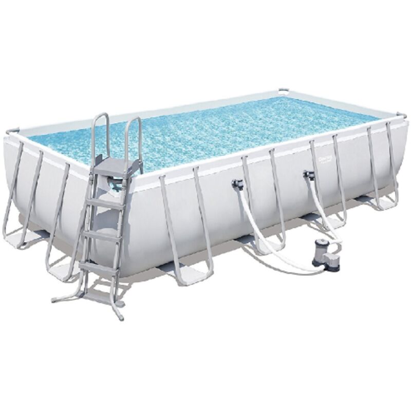 foto del prodotto salone bestway 56670 piscina con telaio fuori terra rettangolare power steel 488x244x122 cm con pompa filtro a cartuccia scaletta telo