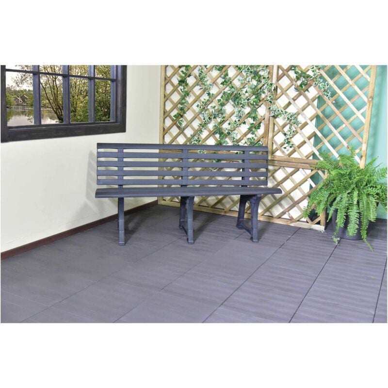 foto del prodotto salone - panchina isotta struttura in plastica antracite 148x53x75 cm panca da esterno giardino
