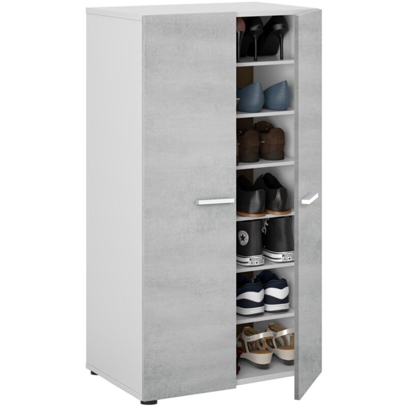 foto del prodotto salone scarpiera kit 2 ante 6 ripiani 55x36x103 bianco cemento 02221 