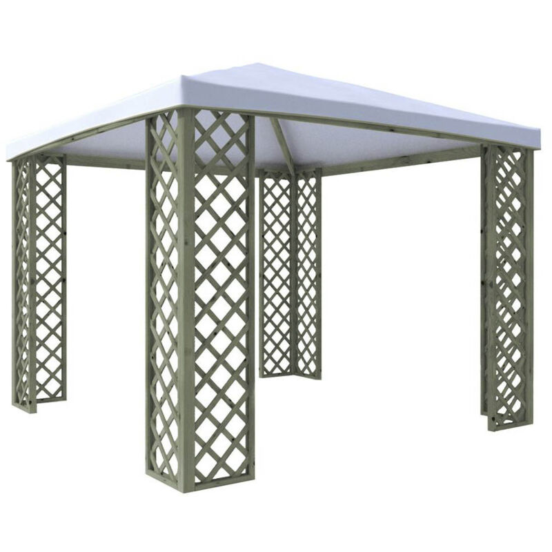 foto del prodotto salone srl gazebo 300x300 cm in legno di conifera impregnato in autoclave copertura pvc balcone terrazzo giardino.