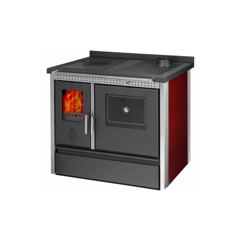 foto del prodotto salone srl stufa cucina riscaldamento a legna piano cottura in ghisa con forno struttura in acciaio exclusive inox