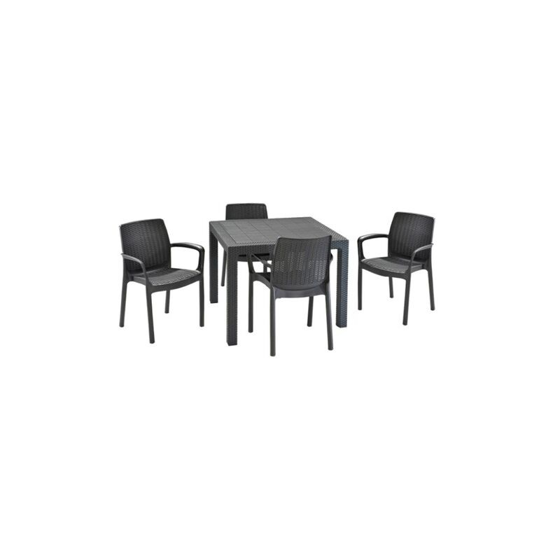 foto del prodotto salone tavolo da giardino in resina antiurto effetto polirattan melody cm. 94x94x74h