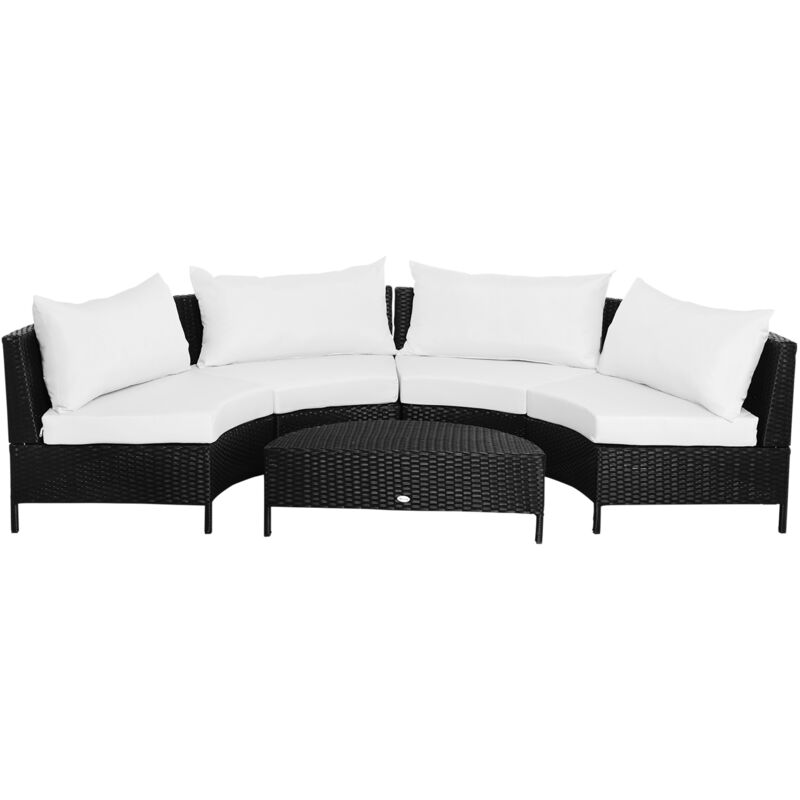 foto del prodotto salottino per giardino in rattan, 5 pezzi con pouf 96cmx 68cmx 65cm