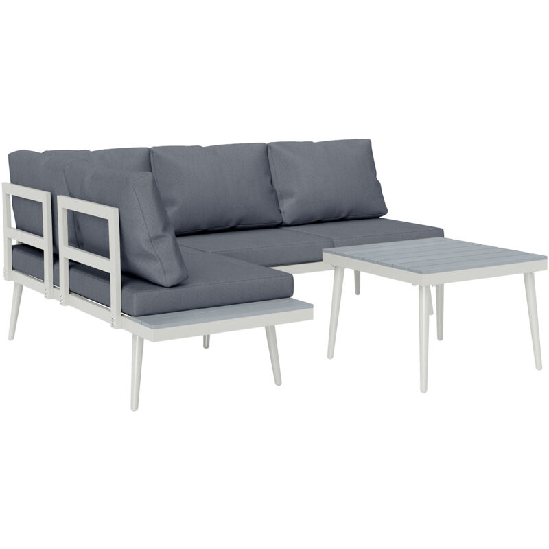 foto del prodotto salotto da esterno 2 divani con schienale regolabile e tavolino grigio outsunny
