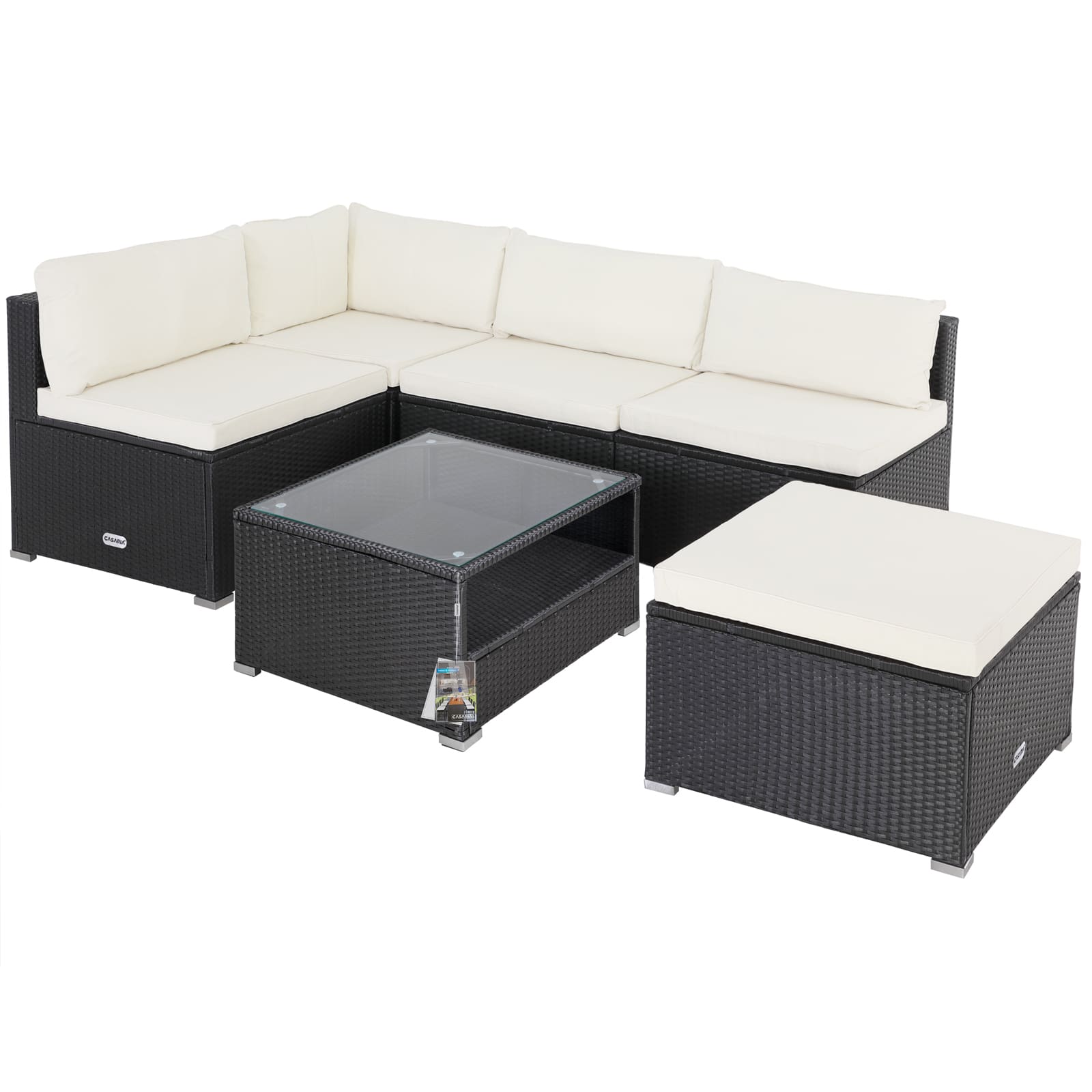 foto del prodotto salotto da giardino 16 pz nero crema polyrattan