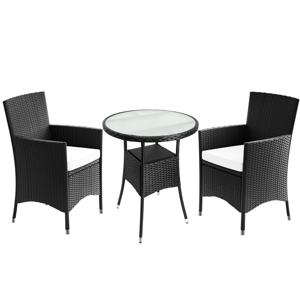 foto del prodotto salotto da giardino 3 pezzi polyrattan 1 tavolo e 2 sedie