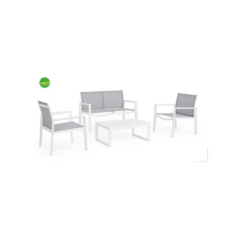 foto del prodotto salotto da giardino 4 posti in alluminio kallen colore bianco