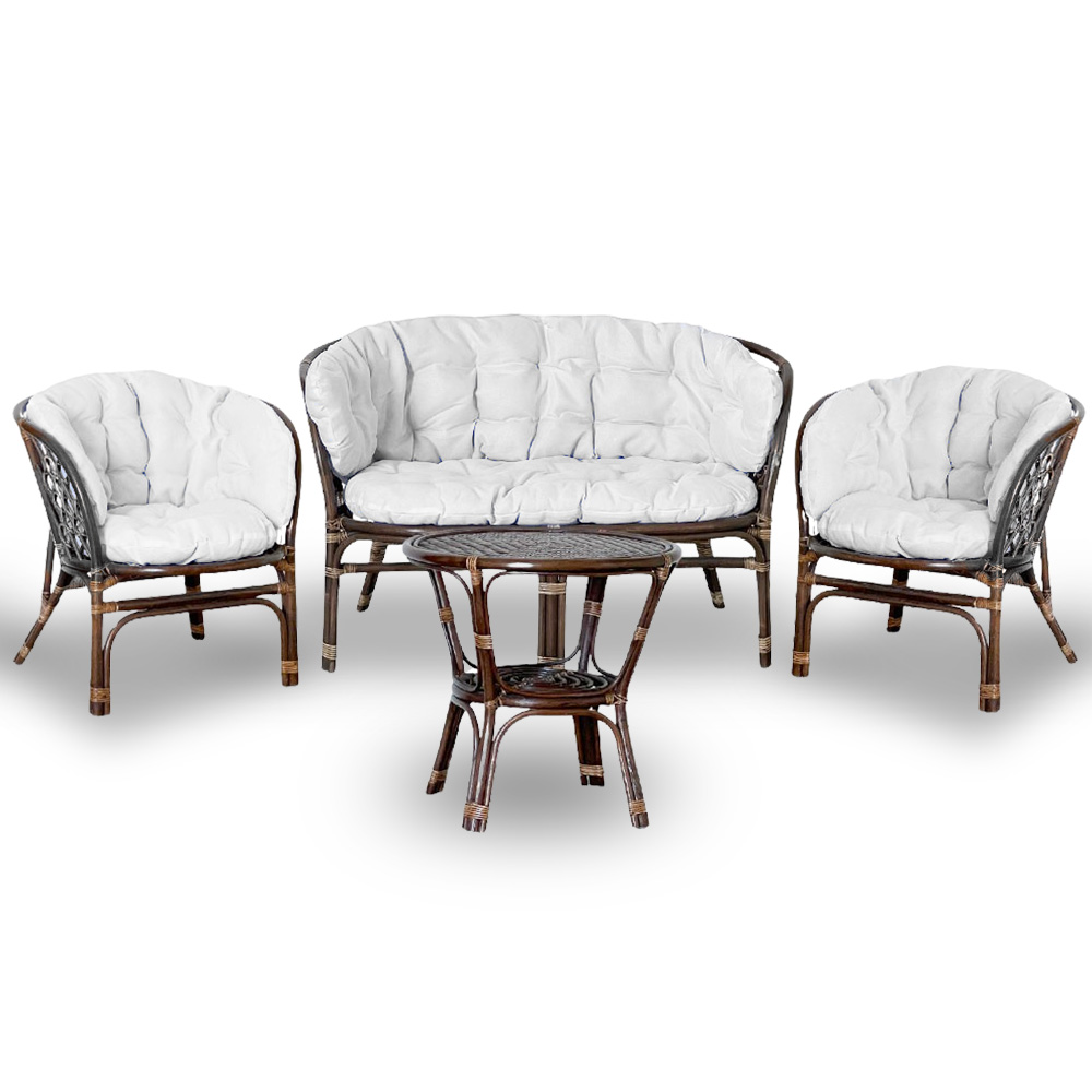 foto del prodotto salotto da giardino bahama marrone in bambu con cuscini in omaggio