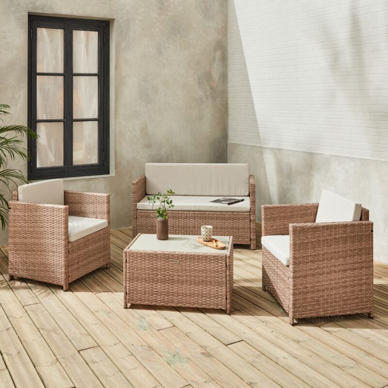 foto del prodotto salotto da giardino in resina intrecciata, 4 posti