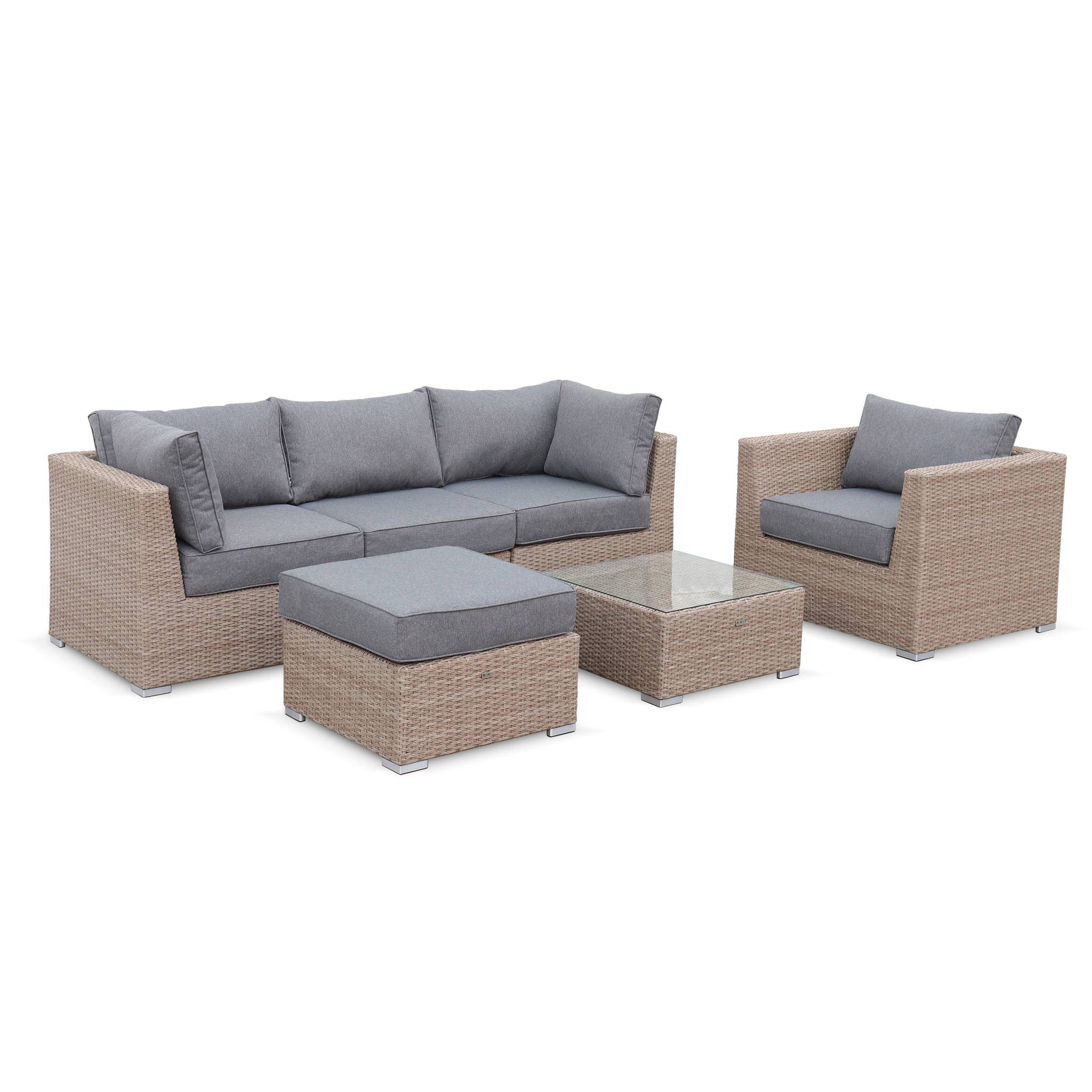 foto del prodotto salotto da giardino premium in resina intrecciata, 5 posti, marrone