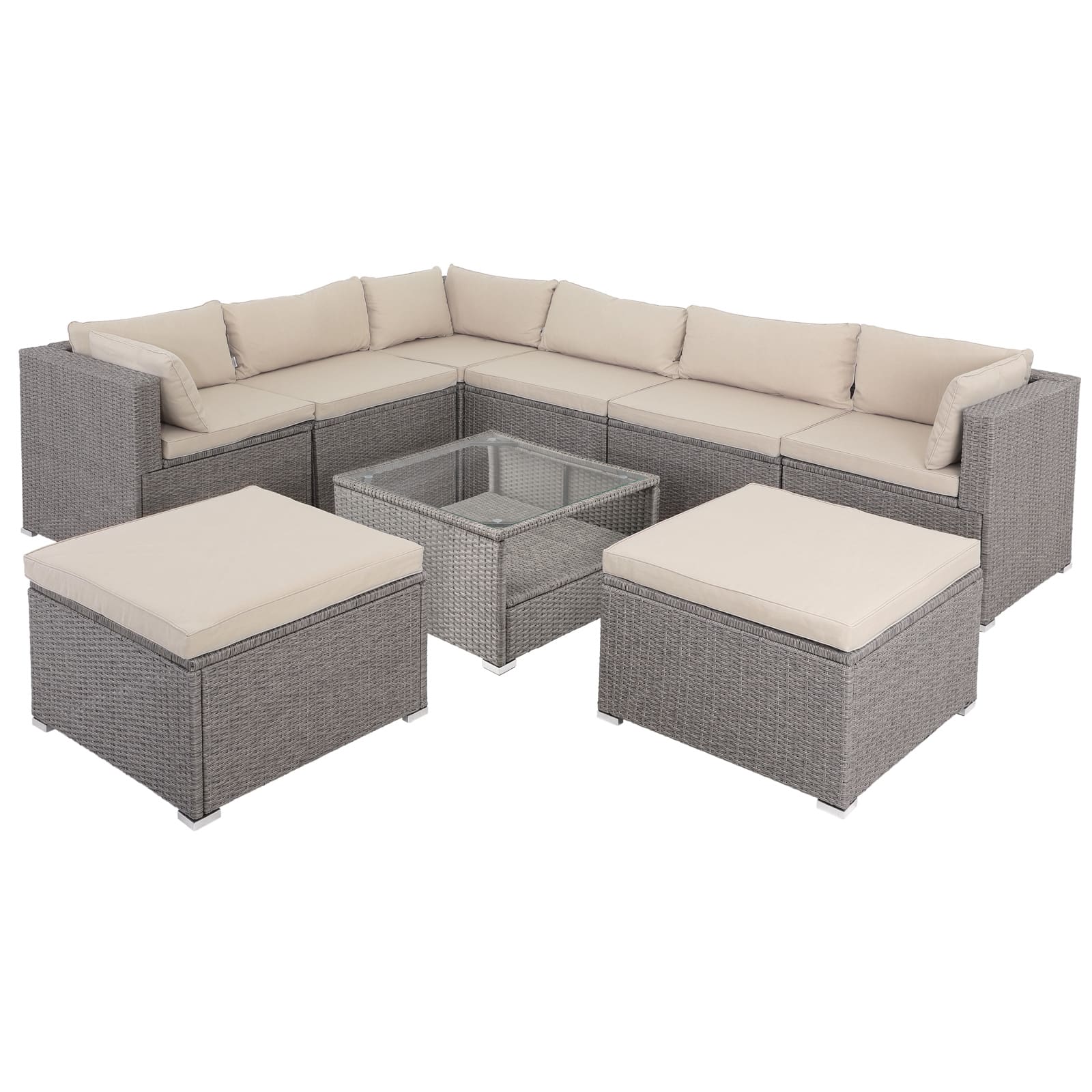 foto del prodotto salotto da giardino xxl 26 pezzi beige crema polyrattan