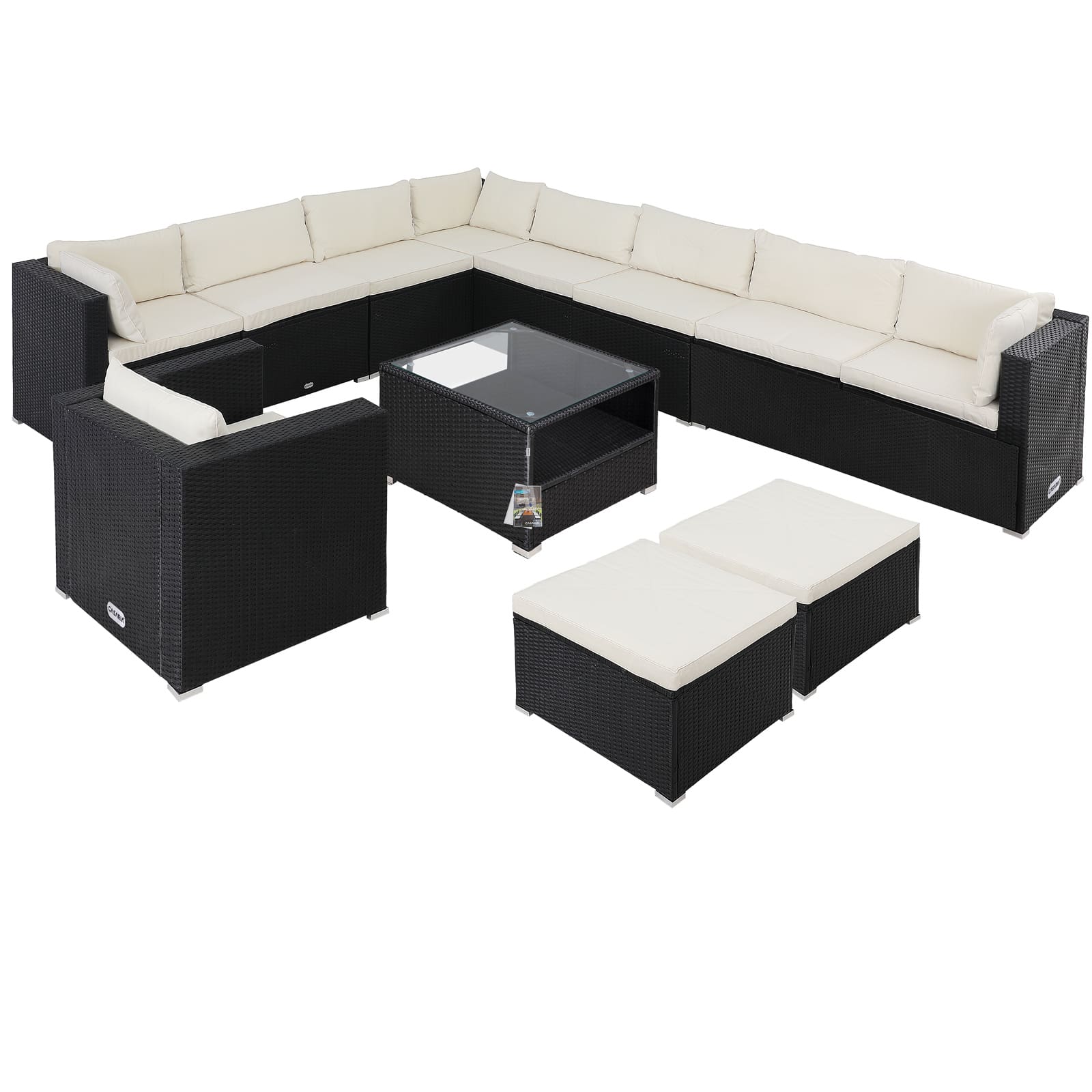 foto del prodotto salotto da giardino xxxl nero crema polyrattan