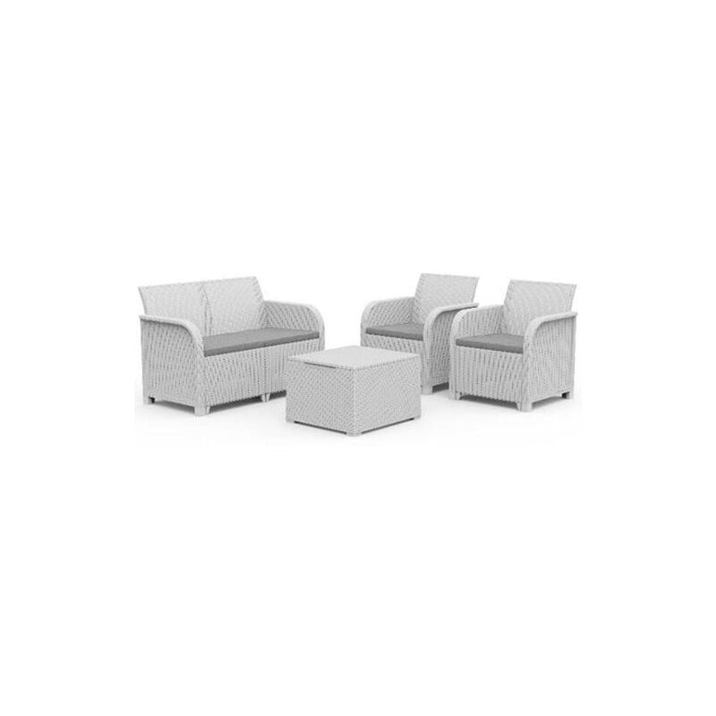 foto del prodotto salotto resina rosalie lounge keter bianco set 4pz c cuscino