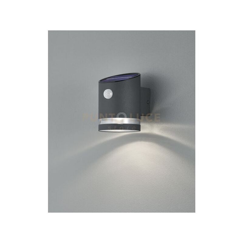 foto del prodotto salta applique led 3w 165lm, 3000k da esterno solare ricaricabile acciaio satinato con sensore di movimento ip44 h.13cm