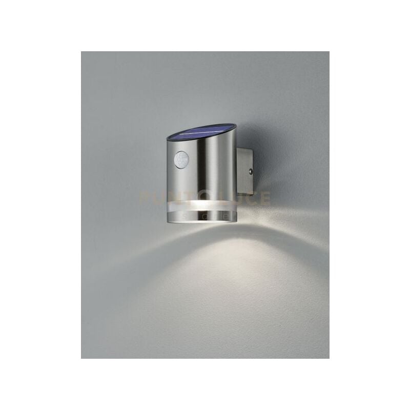 foto del prodotto salta applique led 3w 165lm, 3000k da esterno solare ricaricabile acciaio satinato con sensore di movimento ip44 h.13cm