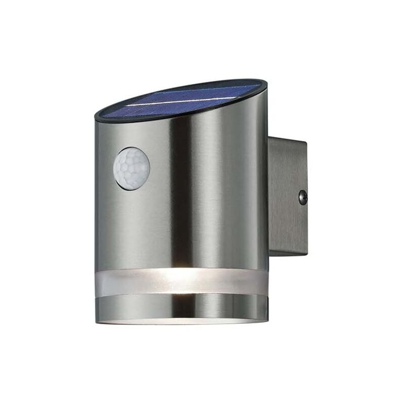foto del prodotto salta applique led da esterno solare ricaricabile acciaio satinato con sensore di movimento ip44 h.12,7cm