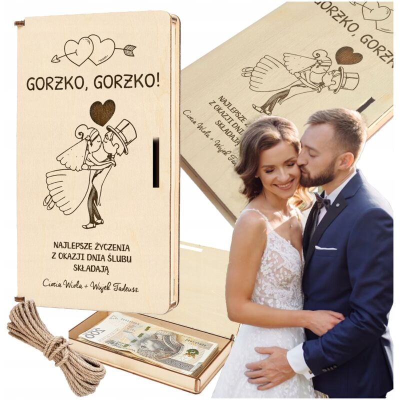 foto del prodotto salvadanaio in legno regalo ricordo di nozze personalizzato