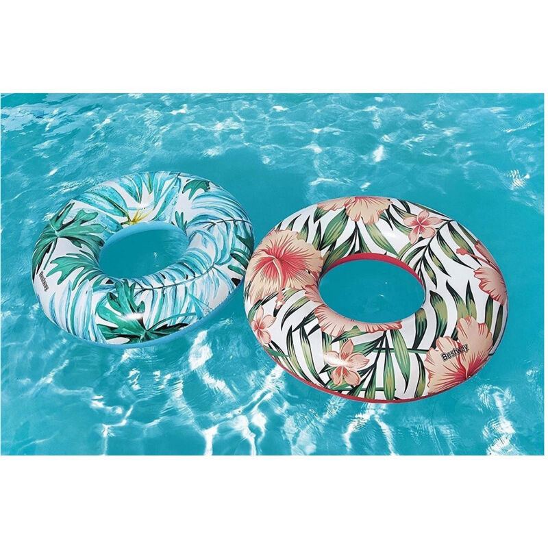 foto del prodotto salvagente palme tropicali floreali 119cm ciambella gonfiabile mare piscina 36237 - - trade shop traesio