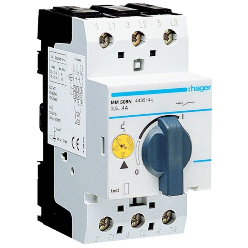 foto del prodotto salvamotore hager 2,5-4a 2,5 moduli 3 poli mm508n