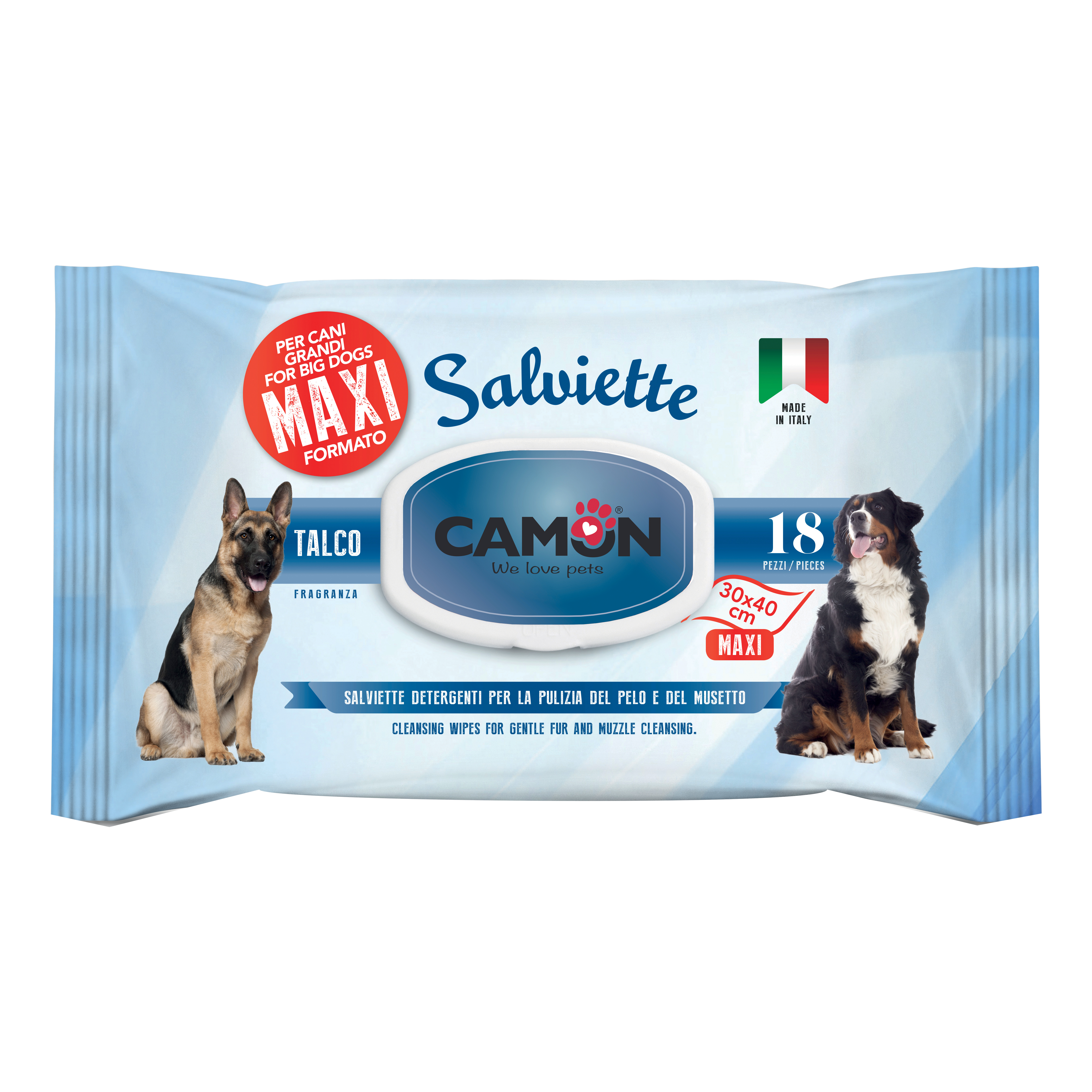 foto del prodotto salviette maxi al talco 18 pezzi