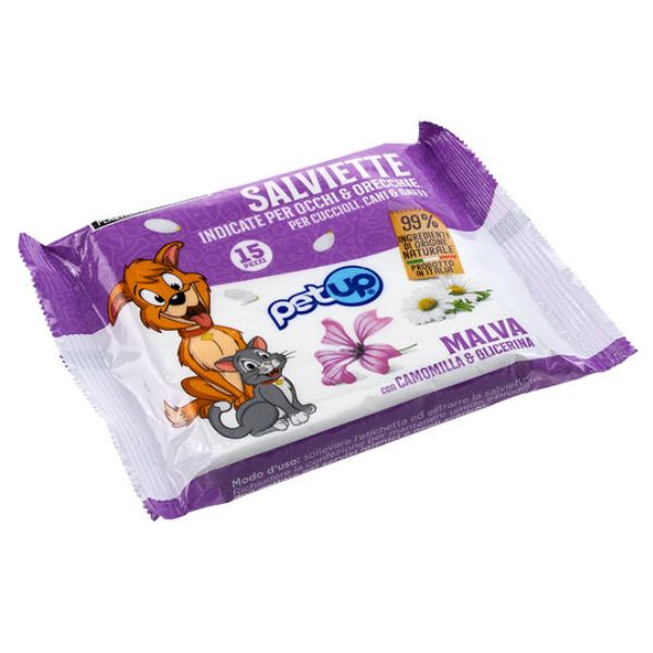 foto del prodotto salviette per occhi e orecchie petup malva confezione da 15 pezzi 1 ordine scegli lo sconto bzr5 bzr20 200 punti fedelt 